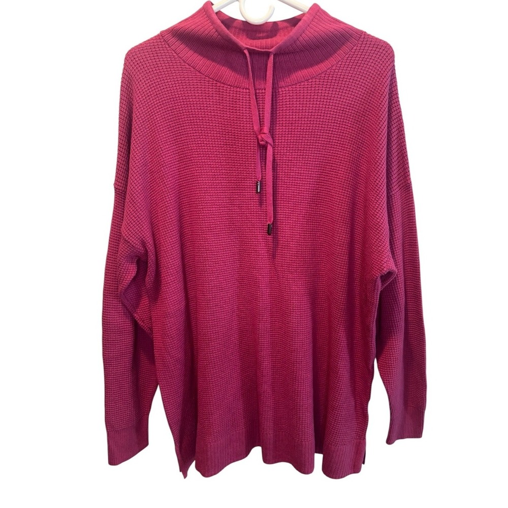 Belle by Kim Gravel Womens Pink Mock Neck Waffle Knit Sweater XL NEW